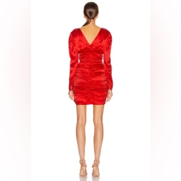 NWT NICHOLAS Gathered Party Dress Scarlet Red Mini Dress Size 10 - Picture 3 of 6
